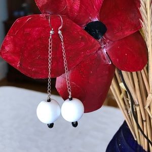 Women's Murano glass drop earrings on sterling silver chain and ear wires